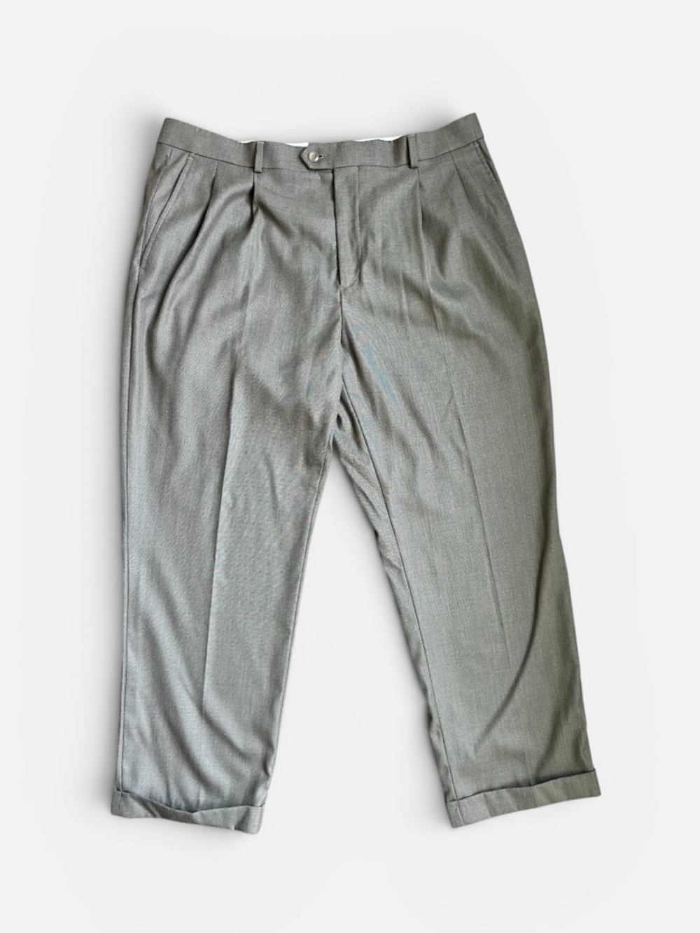 Stafford Men’s Dress Pants 38x29 Light Brown Pleated Classic Fit Cuffed Slacks